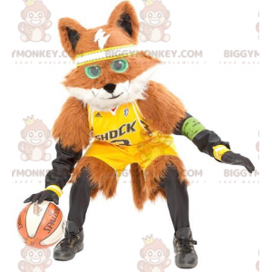 BIGGYMONKEY™ All Furry Orange og White Fox Mascot Costume -