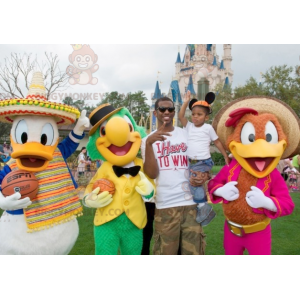 3 mascotes do Pato Donald da Disney BIGGYMONKEY™ e 2 pássaros