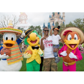 3 mascotes do Pato Donald da Disney BIGGYMONKEY™ e 2 pássaros