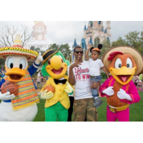 3 maskot kačera Donalda od Disneyho BIGGYMONKEY™ a 2 barevní