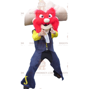 Besnorde sheriff BIGGYMONKEY™ mascottekostuum met hoed en rood