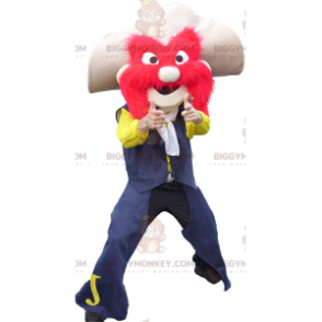 Besnorde sheriff BIGGYMONKEY™ mascottekostuum met hoed en rood