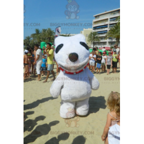 Traje de mascote de cachorro branco e preto gigante