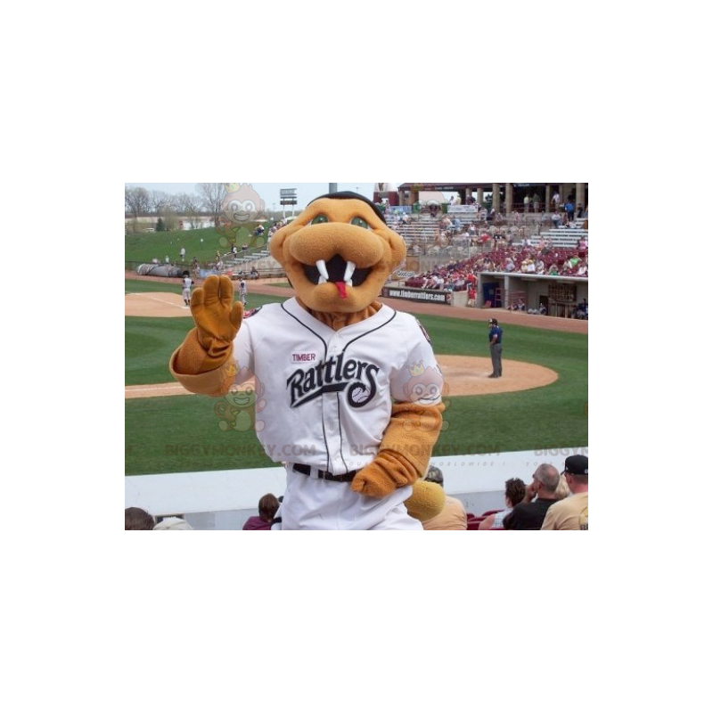 BIGGYMONKEY™ Mascot Costume Brown Snake In White Baseball