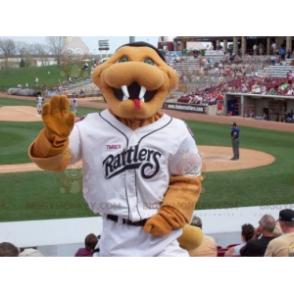 BIGGYMONKEY™ Mascot Costume Brown Snake In White Baseball