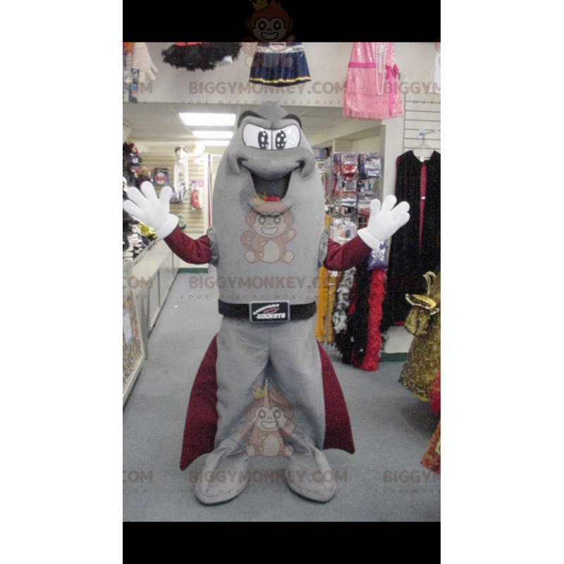 Costume de mascotte BIGGYMONKEY™ de fusée grise et rouge très