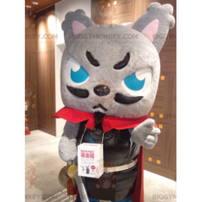 BIGGYMONKEY™ Mascot Costume Gray Cat Dressed As Musketeer -