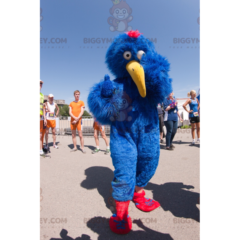 BIGGYMONKEY™ Funny Blue Bird With Long Yellow Beak Mascot