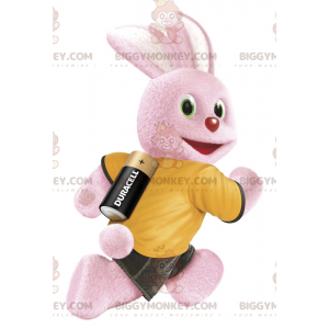 Costume de mascotte BIGGYMONKEY™ du lapin rose de la marque de