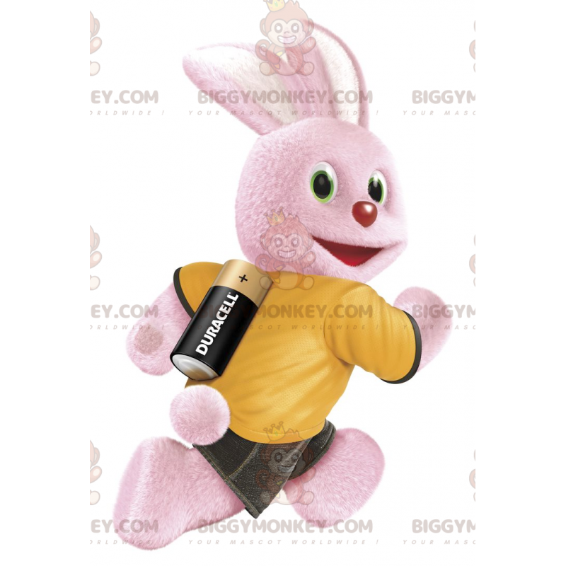 Costume de mascotte BIGGYMONKEY™ du lapin rose de la marque de