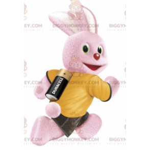 Costume de mascotte BIGGYMONKEY™ du lapin rose de la marque de