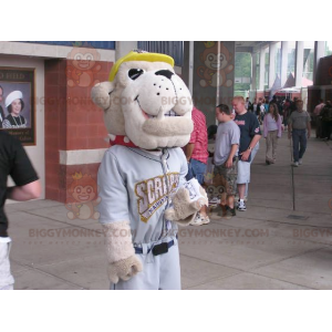 BIGGYMONKEY™ Mascot Costume Tan Bulldog Dog In Sportswear –