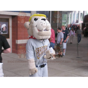 BIGGYMONKEY™ Mascot Costume Tan Bulldog Dog In Sportswear -