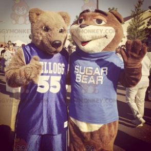 2 BIGGYMONKEY™s brown bear mascot in sportswear -