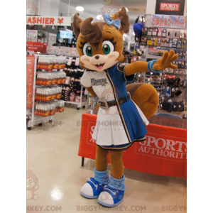 BIGGYMONKEY™ Mascot Costume Brown Fox In Cheerleader Dress –