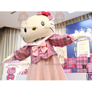 Kostým maskota BIGGYMONKEY™ slavné kočky Hello Kitty oblečené v