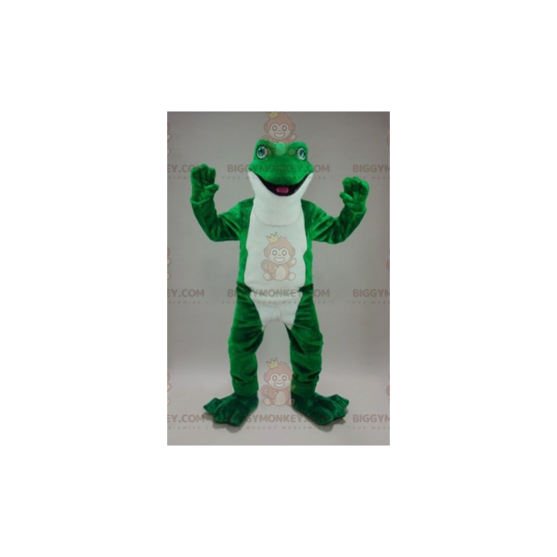 Realistisch BIGGYMONKEY™-mascottekostuum met groene en witte
