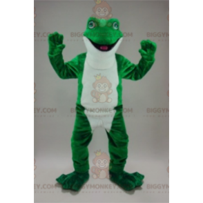 Costume de mascotte BIGGYMONKEY™ de grenouille verte et blanche