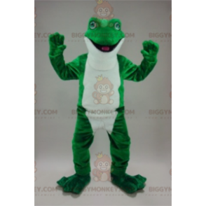 Realistyczny kostium maskotki zielono-białej żaby BIGGYMONKEY™