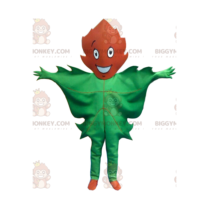 Costume de mascotte BIGGYMONKEY™ de feuille verte et marron