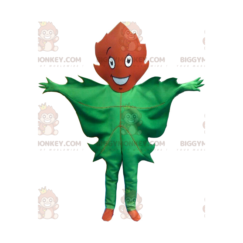 Traje de mascote gigante de folha verde e marrom BIGGYMONKEY™ –