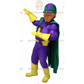 Πολύ μυώδης στολή μασκότ Superhero BIGGYMONKEY™ με πολύχρωμη
