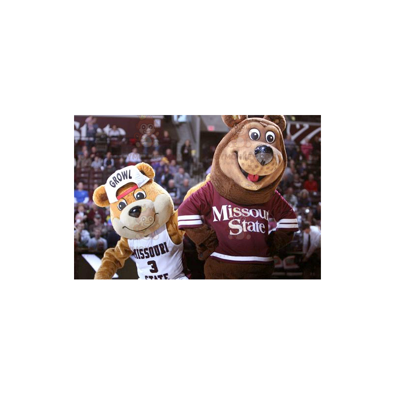 2 BIGGYMONKEY™s brown bear mascot in sportswear –