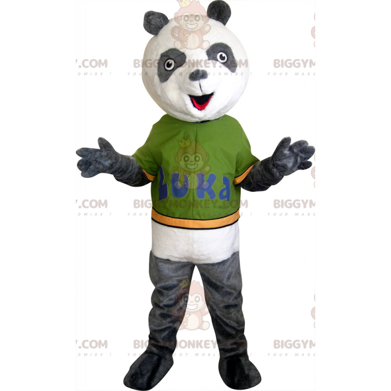 Traje de mascote de panda cinza e branco BIGGYMONKEY™ –