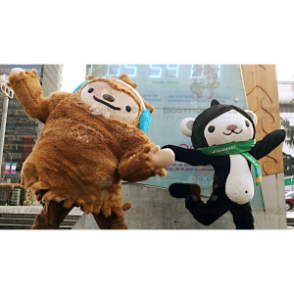 2 mascote do BIGGYMONKEY™, um yeti marrom e um macaco preto e