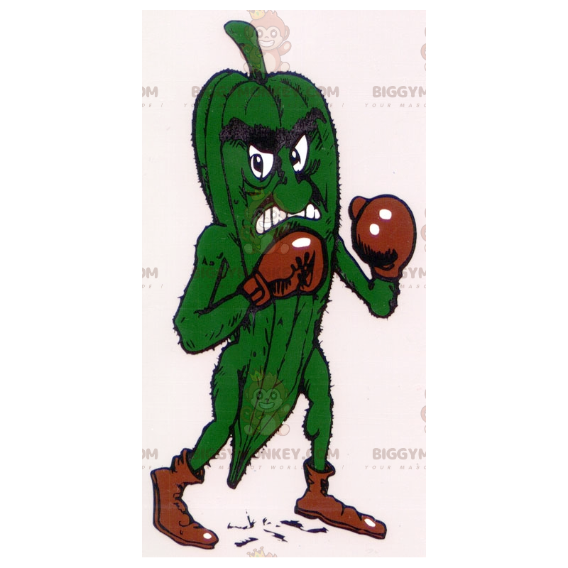 Fierce Green Pickle BIGGYMONKEY™ Mascot Costume With Boxing