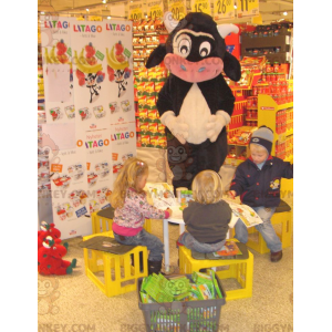 BIGGYMONKEY™ Maskottchen-Kostüm in Schwarz, Weiß und Pink -