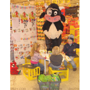 Disfraz de mascota BIGGYMONKEY™ de vaca negra, blanca y rosa -