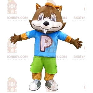 BIGGYMONKEY™ Disfraz de mascota de castor marrón grande con