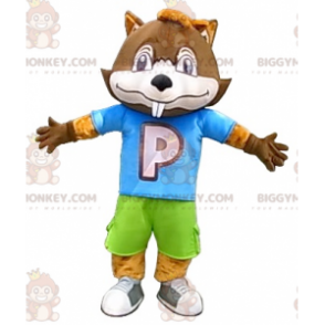 BIGGYMONKEY™ Disfraz de mascota de castor marrón grande con