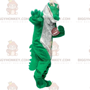 Traje de mascote de crocodilo BIGGYMONKEY™ verde e cinza muito