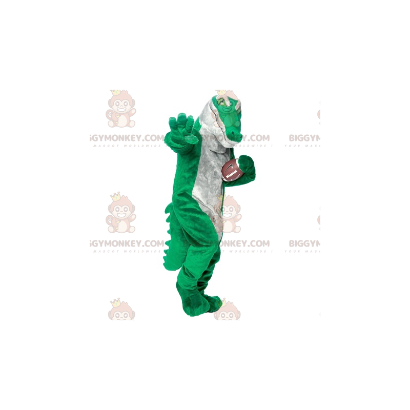 Costume de mascotte BIGGYMONKEY™ de crocodile vert et gris très