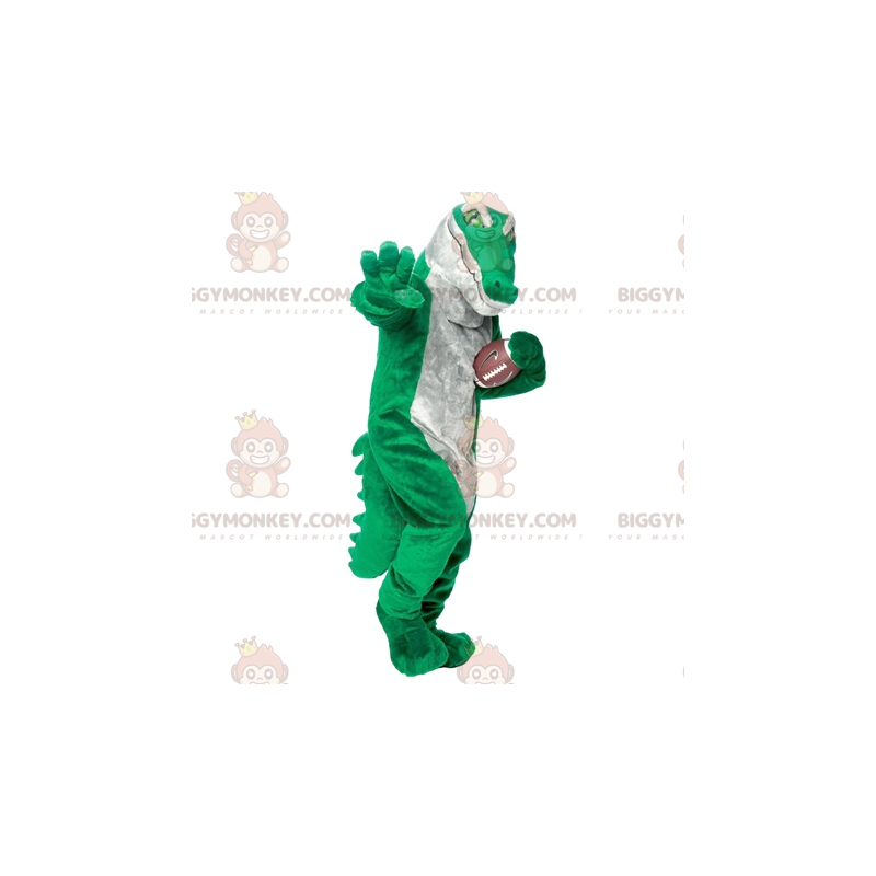 Very Realistic Green and Gray Crocodile BIGGYMONKEY™ Mascot