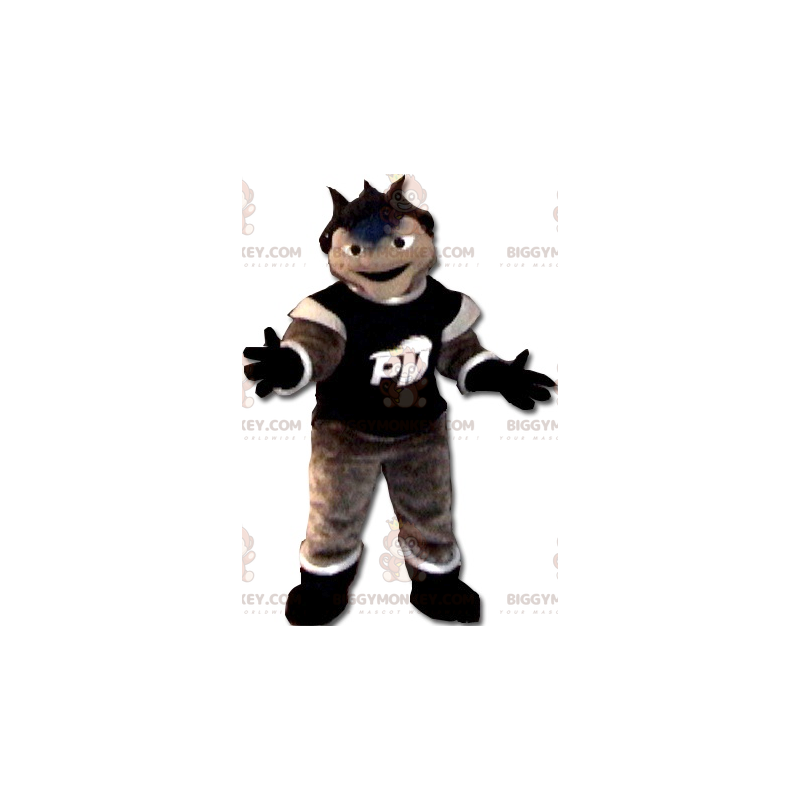 Costume de mascotte BIGGYMONKEY™ de bonhomme marron blanc et