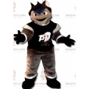 Brown White and Black Snowman BIGGYMONKEY™ Mascot Costume –