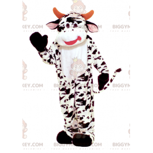 Schwarz gefleckte weiße Kuh BIGGYMONKEY™ Maskottchen-Kostüm -