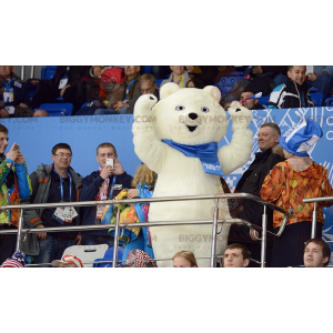 Kostým maskota Polar Bear White Bear BIGGYMONKEY™ se šátkem –