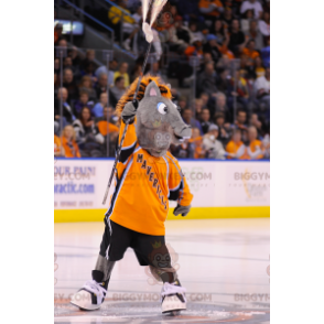 BIGGYMONKEY™ Mascot Costume Gray Colt Donkey With Orange Mane -