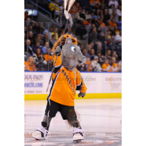 BIGGYMONKEY™ Mascot Costume Gray Colt Donkey With Orange Mane –