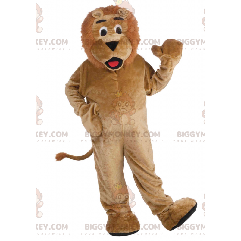 Costume de mascotte BIGGYMONKEY™ de lion marron entièrement
