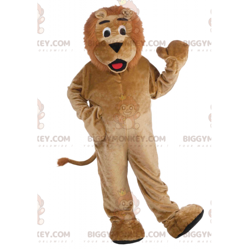 Traje de mascote de leão marrom BIGGYMONKEY™ totalmente