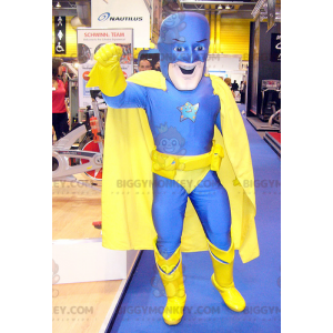 Superheld BIGGYMONKEY™ mascottekostuum in gele en blauwe