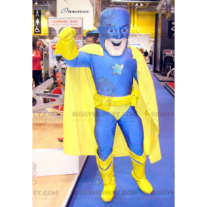 Superhero BIGGYMONKEY™ Mascot Costume in Yellow and Blue