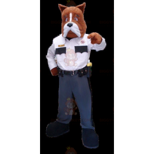 BIGGYMONKEY™ maskotdräkt av brun och vit hund i polisuniform -