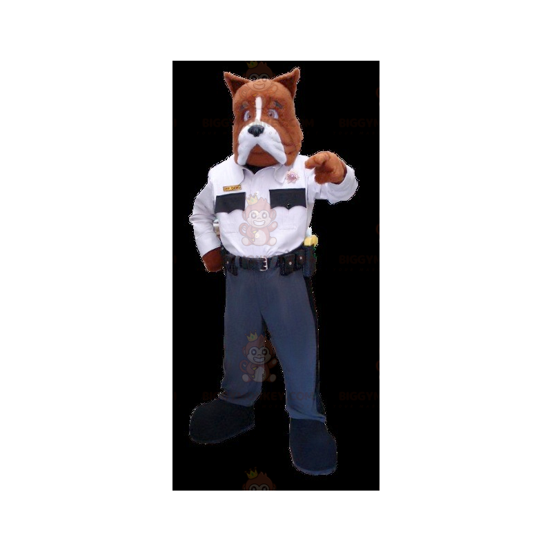 BIGGYMONKEY™ Mascot Costume of Brown and White Dog in Police