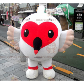 BIGGYMONKEY™ Mascot Costume Big White Bird With Cute Red Heart